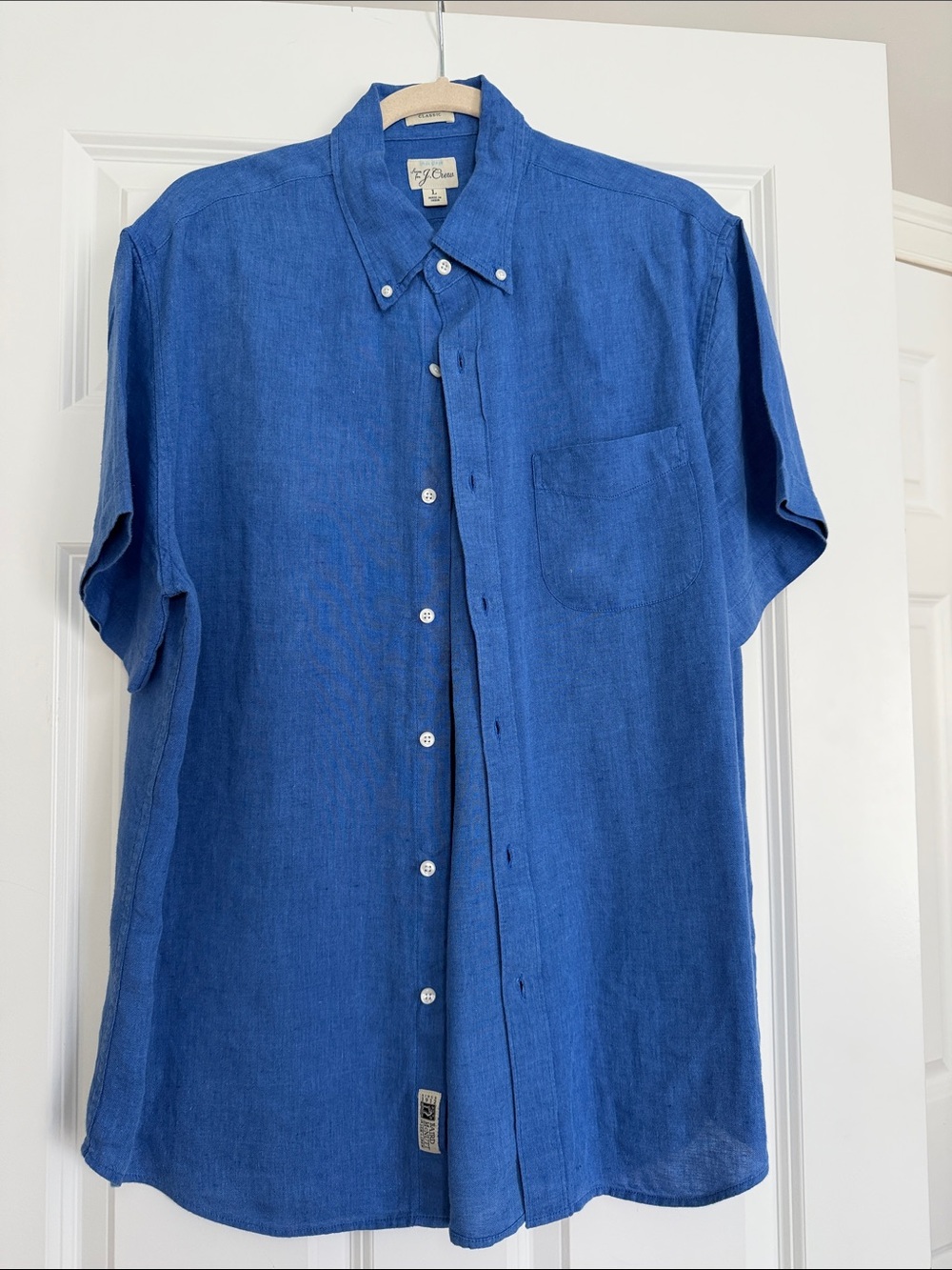 Men’s Classic Linen Button-Down Short Sleeve Shirt - Blue
